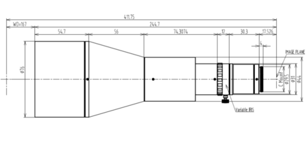 Mechanical Drawing LCM-TELECENTRIC-0.188X-WD167-1.5-NI