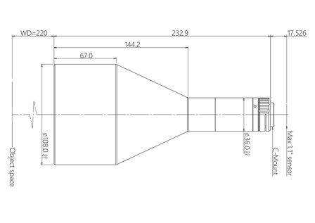 Mechanical Drawing LCM-TELECENTRIC-0.246X-WD220-1.1-NI