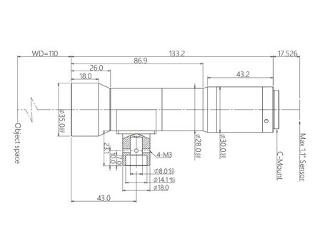 Mechanical Drawing LCM-TELECENTRIC-2X-WD110-1.1-CO