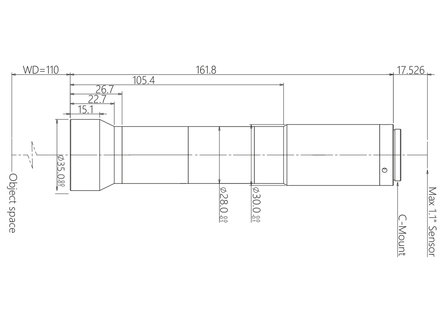 Mechanical Drawing LCM-TELECENTRIC-3X-WD110-1.1-NI