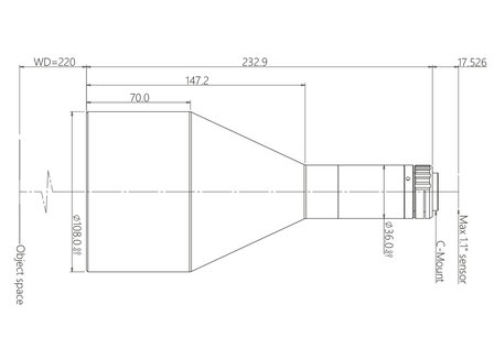 Mechanical Drawing LCM-TELECENTRIC-0.22X-WD220-1.1-NI