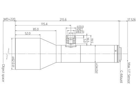 Mechanical Drawing LCM-TELECENTRIC-0.55X-WD220-1.1-CO
