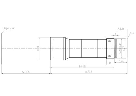 Mechanical Drawing LCM-TELECENTRIC-0.75X-WD65-1.5-NI