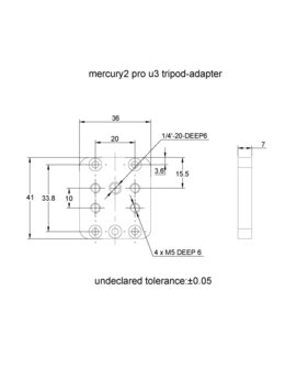 VA8-MCPT-33x20-ALU, Tripod Mounting Plate ME2P USB3 / ME2S