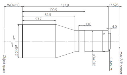 Mechanical Drawing LCM-TELECENTRIC-0.317X-WD110-1.5-NI