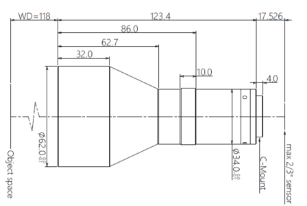 Mechanical Drawing LCM-TELECENTRIC-0.271X-WD118-1.5-NI