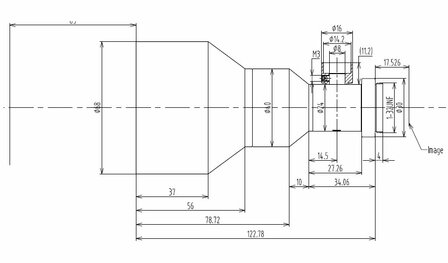 Mechanical Drawing LCM-TELECENTRIC-0.2X-WD65-1.5-CO