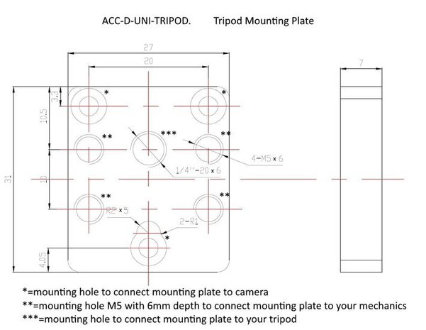 VA8-MCPT-24x20-ALU, Tripod Mounting Plate MER / MER2
