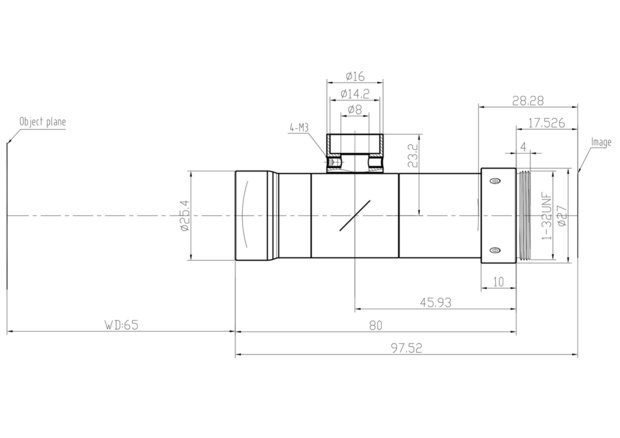 Mechanical Drawing LCM-TELECENTRIC-2X-WD65-1.5-CO