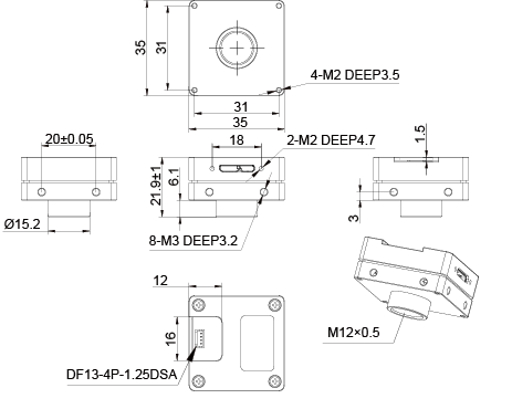 VEN-505-36U3M, IMX335, 2592x1944, 36fps, 1/2.8", Rolling shutter, Boardlevel, Mono