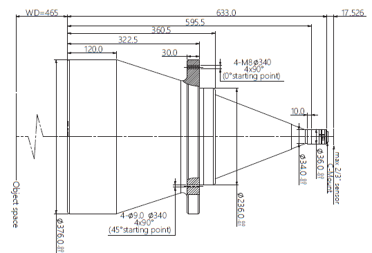 Mechanical Drawing LCM-TELECENTRIC-0.038X-WD465-1.5-NI