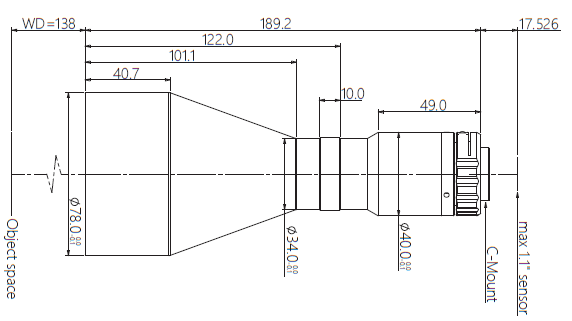 Mechanical Drawing LCM-TELECENTRIC-0.329X-WD138-1.1-NI