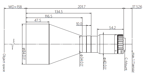 Mechanical Drawing LCM-TELECENTRIC-0.288X-WD158-1.1-NI