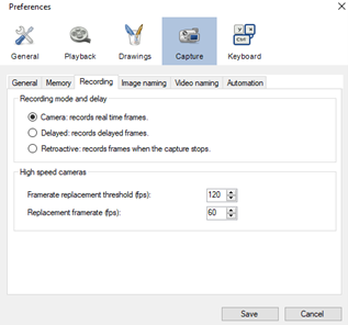Settings for compressed recording