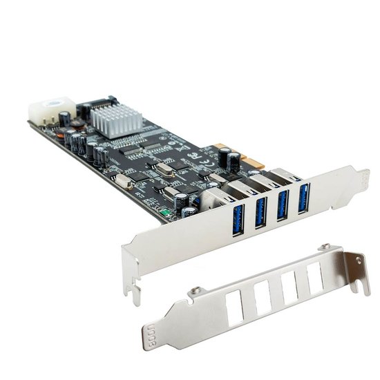 Adapter PCIe4x - 4x USB3.0 - quad bus - low profile